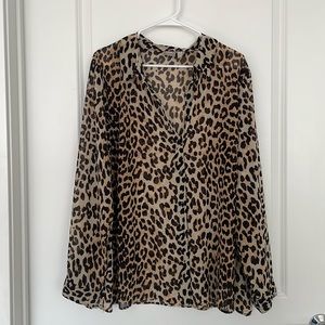 Animal Print Sheer Top
